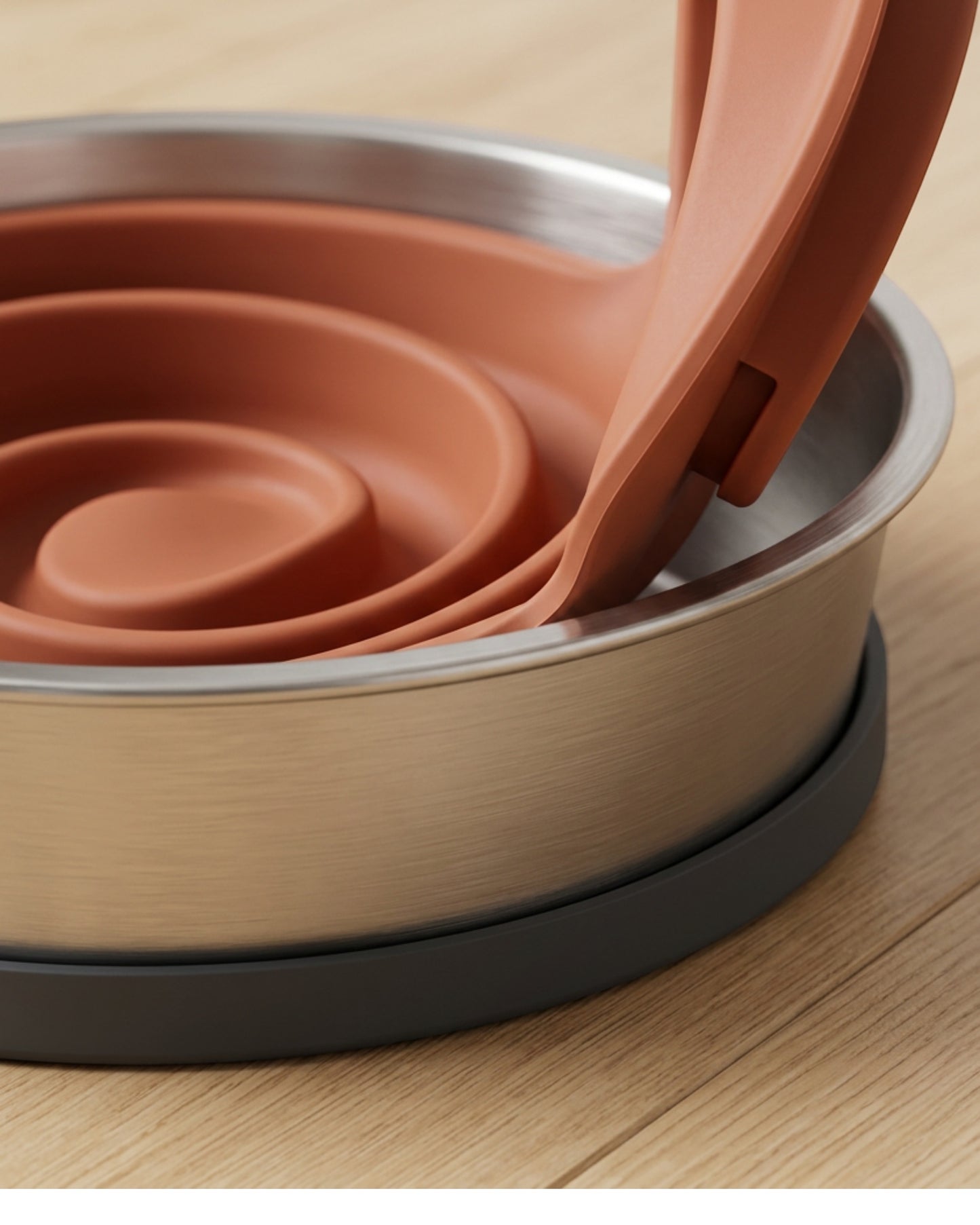 Avibe Stainless Pet Bowl with Removable Spiral Insert 18 cm Terracotta - Detail view